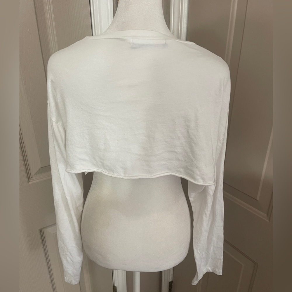 Rock Rose Couture long sleeve cotton blend cropped top rainbow print Culture. M. - Picture 3 of 5